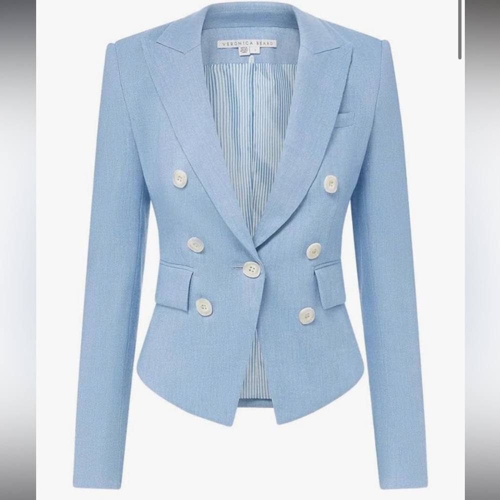 NWT Veronica Beard Sky Blue Double-Breasted Blazer
